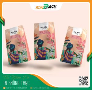 In bao bì túi mỹ phẩm không trục đồng đáy đứng