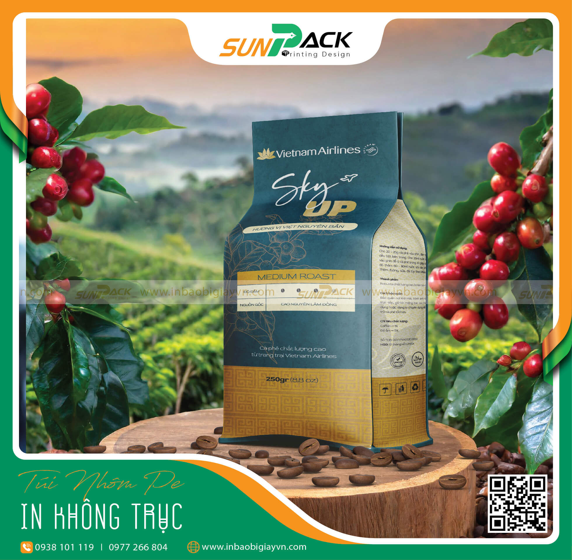 In bao bì túi trà, túi cà phê không trục đồng