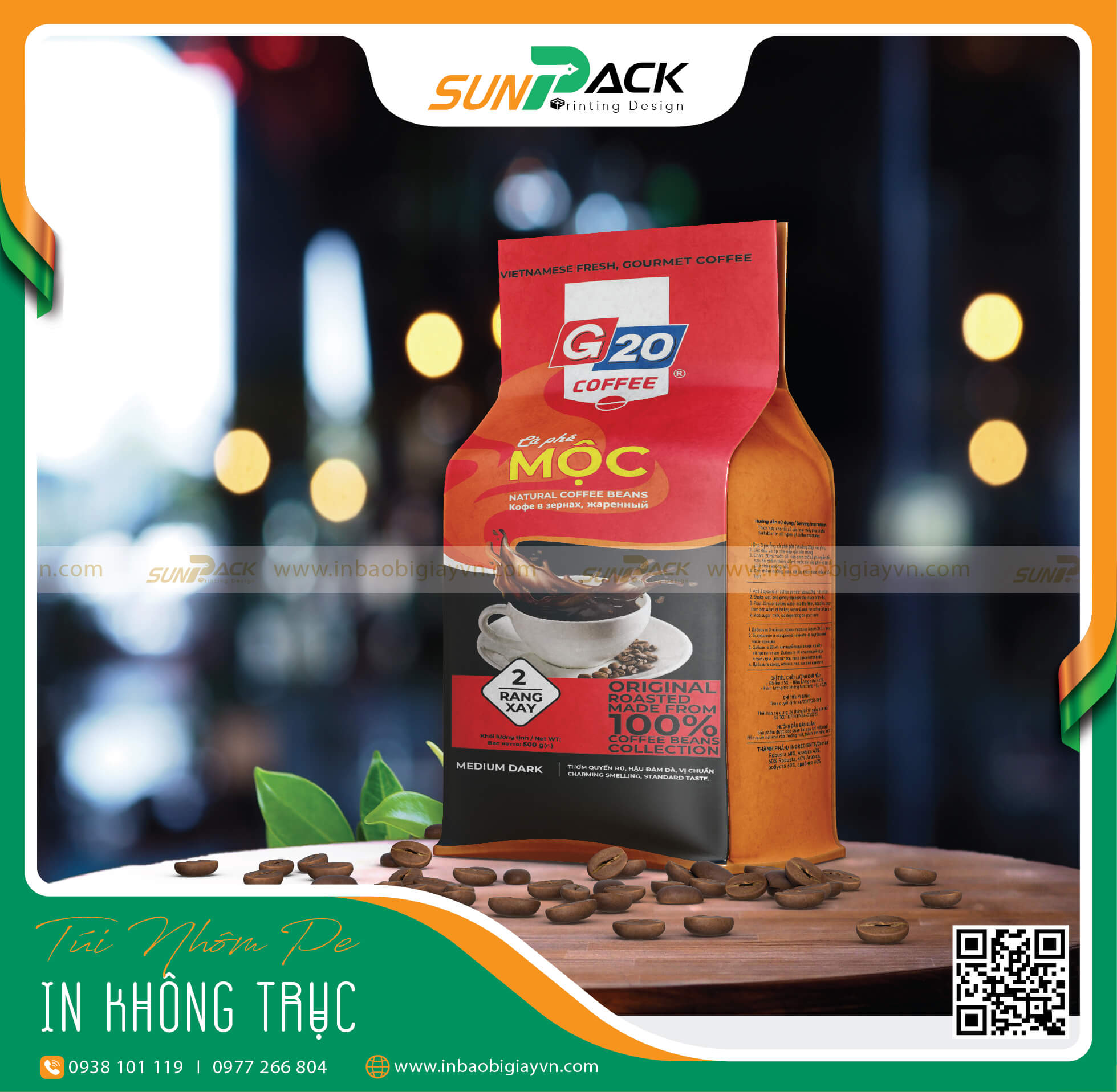 In bao bì túi trà, túi cà phê không trục đồng