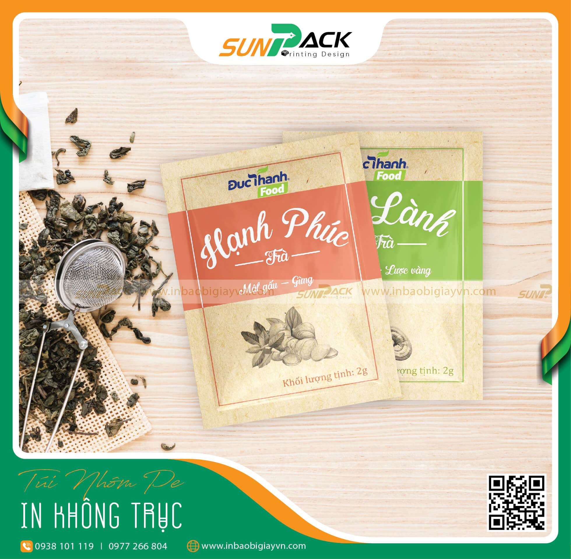 In bao bì túi trà, túi cà phê không trục đồng 3 biên