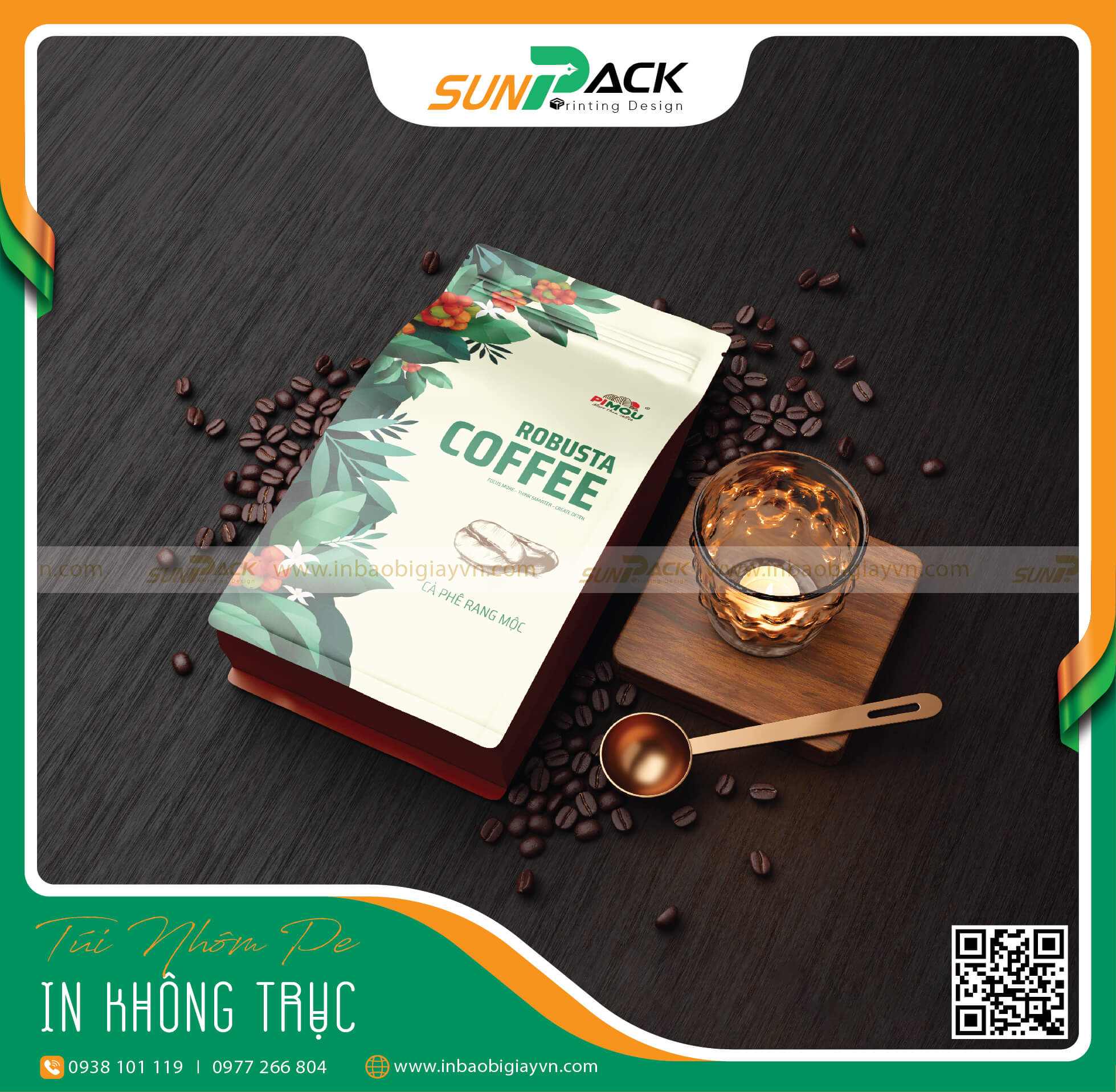 In bao bì túi trà, túi cà phê không trục đồng nhựa trong thấy sp